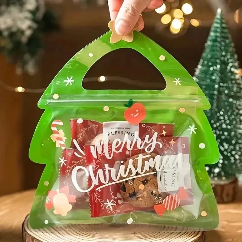 20/10PCS Weihnachten Geschenk Taschen Halloween Süßigkeiten Verpackung Für Kekse Cookies Schokolade Weihnachten Festival Party Wiederverwendbare Druckverschlussbeutel – Detail 2