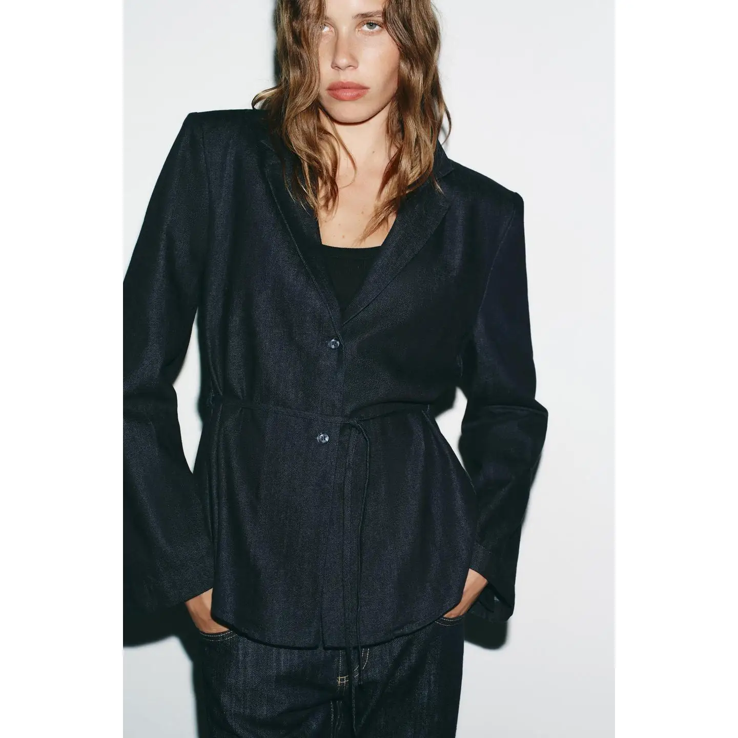 Simple Ele banlieue Sle irt costume Jaet avec ceinture début d'automne vêtements de travail décontracté coupe ajustée grande taille manteau pour femmes