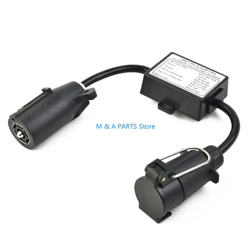 U1JF Trailer Light to EU Trailer Light Converter Connector US Vehicle 7Pin Blade Socket to EU 7Pin Round Plug Connector