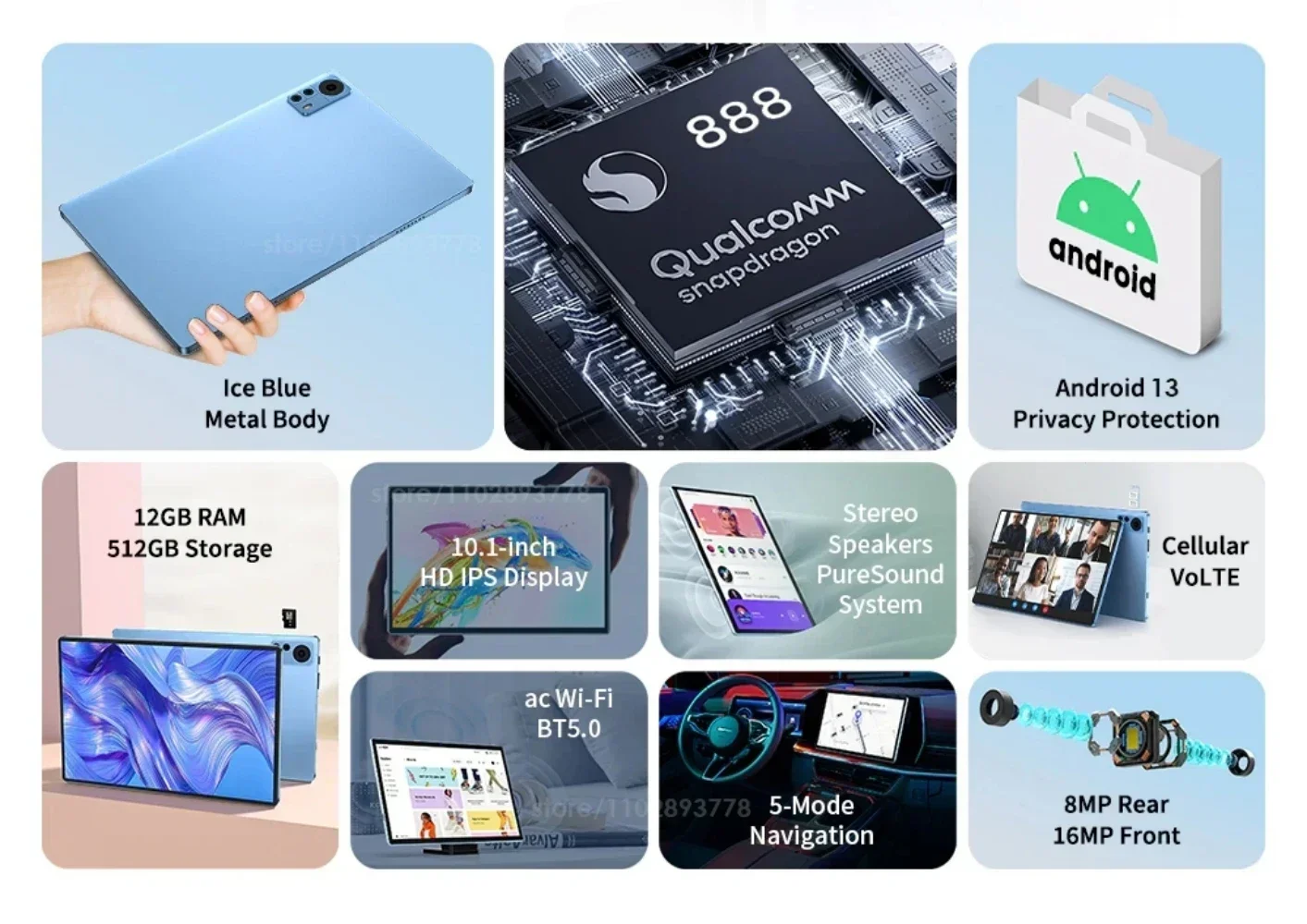 Global Original Pad 6 Pro Tablet Android 2024 Snapdragon 888 Octa Core Android 13 12GB 512GB 10.1 Inch HD Screen 5G Wifi Tablet