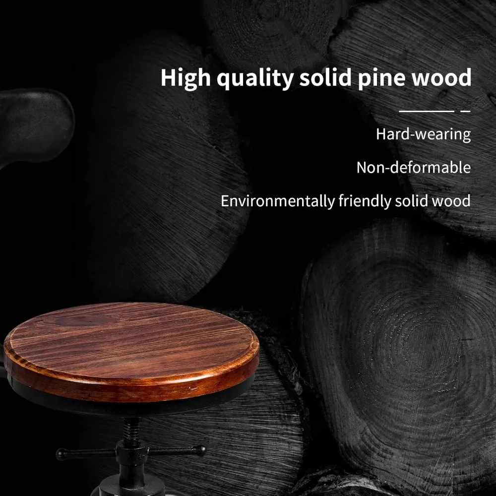 3-Piece Bar Height Table & Stools Sets for Cocktail Bistro Home Pub Party,Weld Metal Legs Round Wood Top,Rustic Brown Industrial