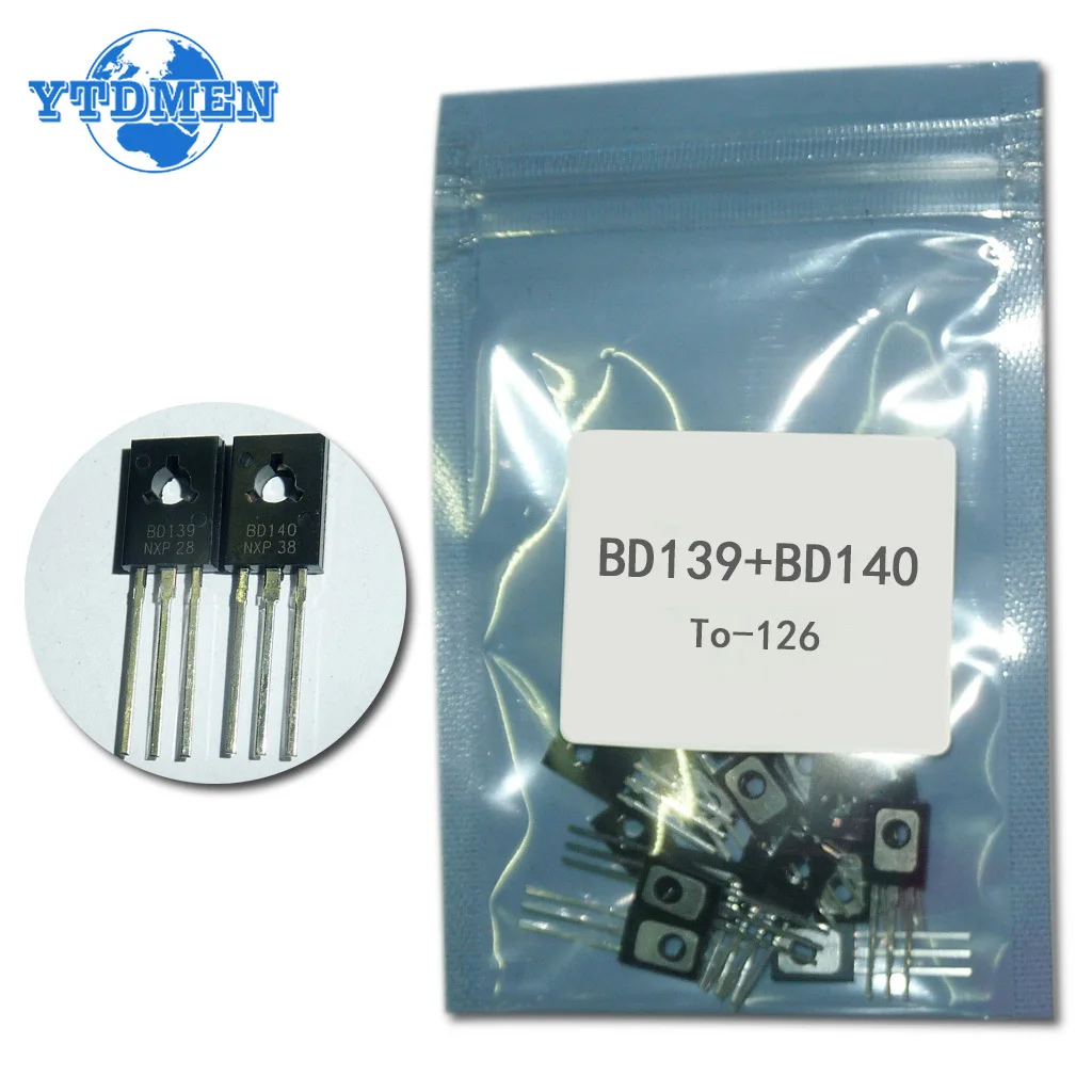 50pcs/set Transistor BD139 BD140 Each 25pcs TO-126 NPN PNP 80V 1.5A TO126 Silicon Triode Transistors Assortment Kit