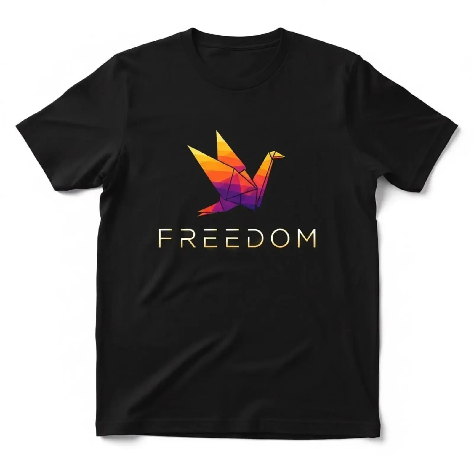 Freedom Crane T Shirt Origami Geometric Mens Vibrant Bird Top vintage Washed Comfortable Casual Top For Everyday Wear fashion