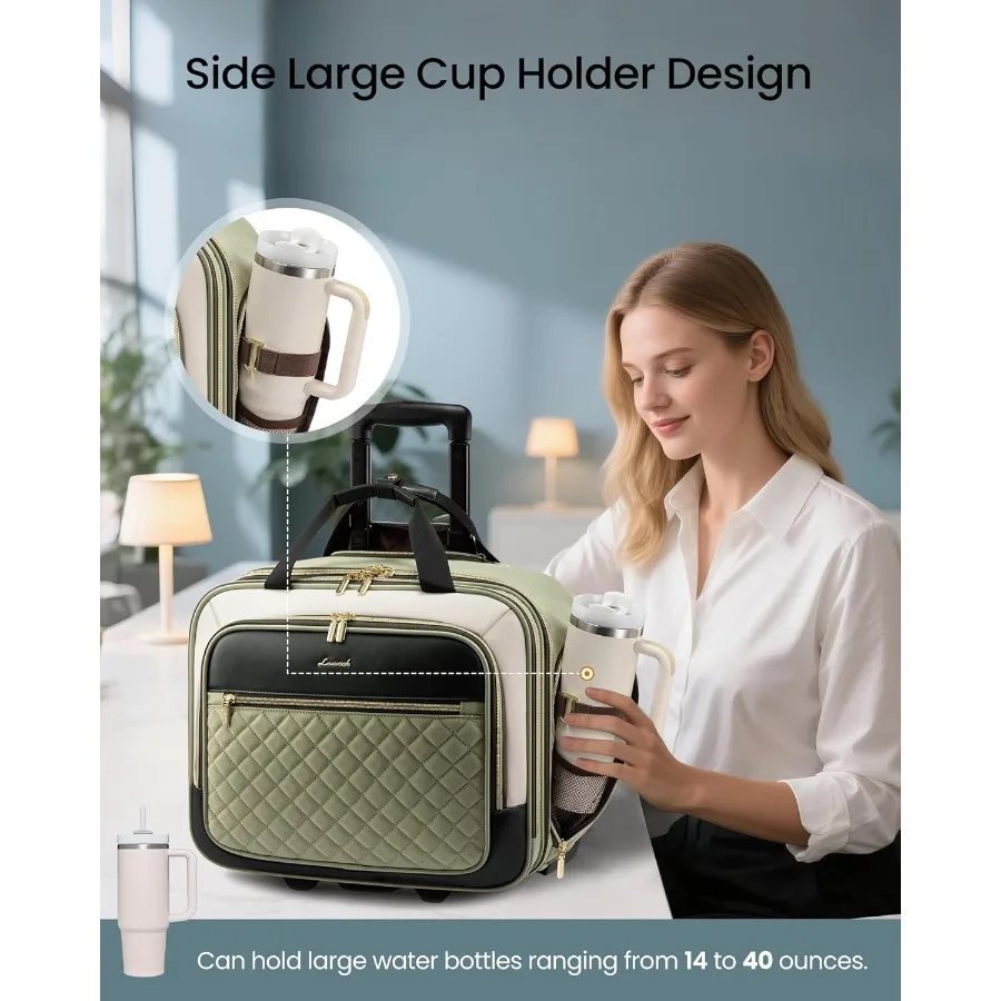 LOVEVOOK المتداول حقيبة لابتوب المرأة 17.3 بوصة حقيبة كمبيوتر محمول مع عجلات للعمل السفر الأعمال مقعد سفلي حمل على الأمتعة Ca #2