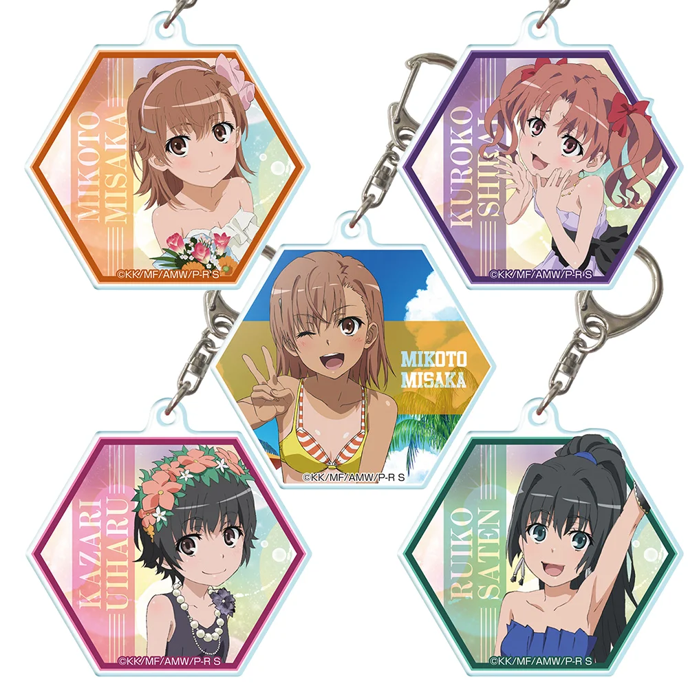 A Certain Scientific Railgun Misaka Mikoto Shirai Kuroko Uiharu kazari Saten Ruiko Official HD Acrylic Keychain Bag pendant Gift