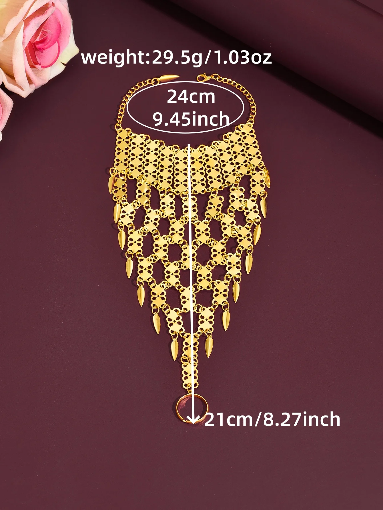 Fashionable Hollow Pattern Hand Back Chain Retro Tassel Fingerless Bracelet for Evening Dresses And Parties Stylish Accessory - view 6