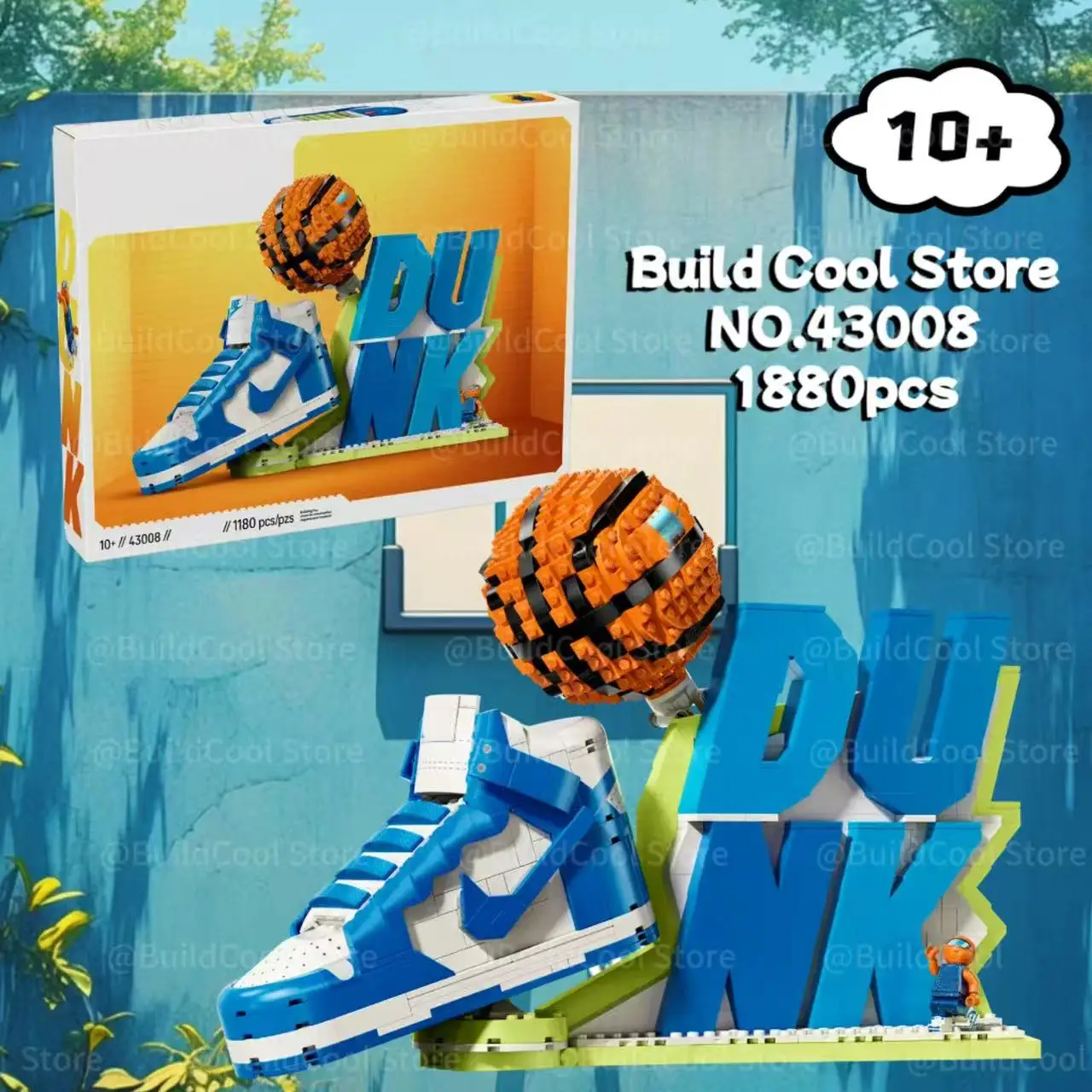 MINISO In-Stock 43008 حذاء كرة السلة نموذج اللبنات الديكور، هدية عيد الميلاد، هدية عيد ميلاد