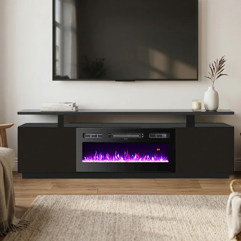 Household Hotel Led Flame Remote Controlled Adjustable Thermostat Electric Fireplace With Mantel