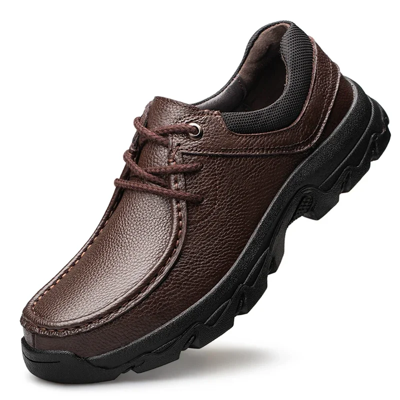 Mens Leather Shoes Genuine Cow Leather Casual Business Office Black Brown Outdoor Working Plus Big Size 49 50 51