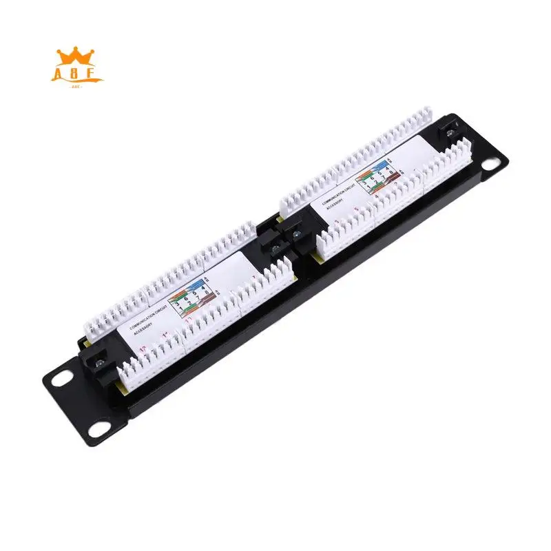 a08e-パッチパネル-12ポート-cat5e-10g対応-1u-ネットワークパッチパネル-utp-19インチ-壁掛けまたはラックマウント-パンチダウンブロック-cat5e用