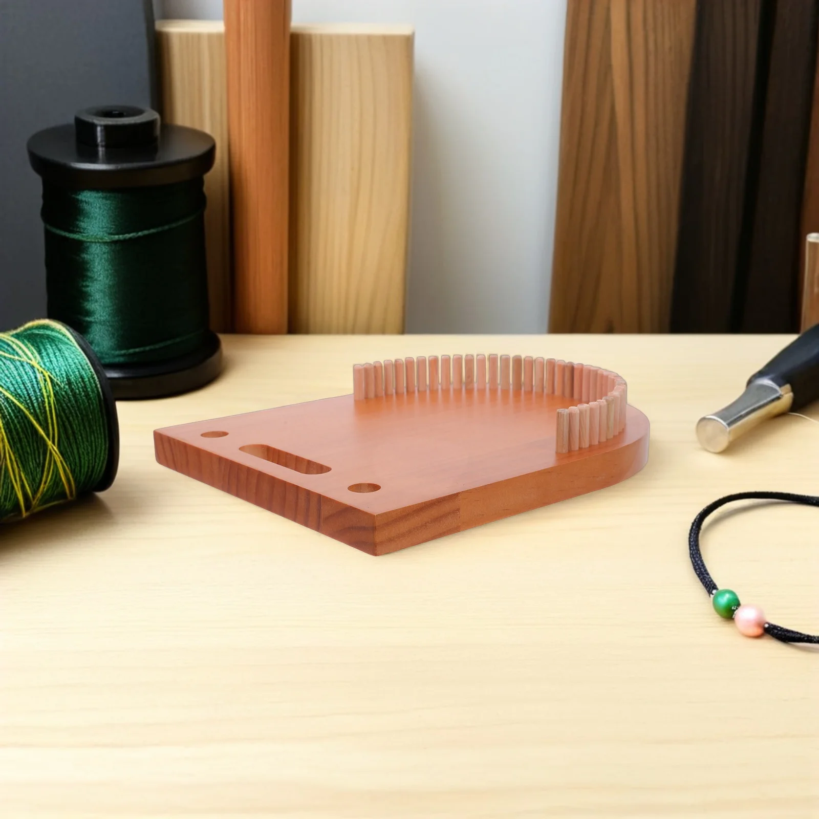 

1Set Multi-Cord Bracelet Loom Board - Wooden Braiding Tool for DIY Wristband Making - Portable Craft Kit for Friendship