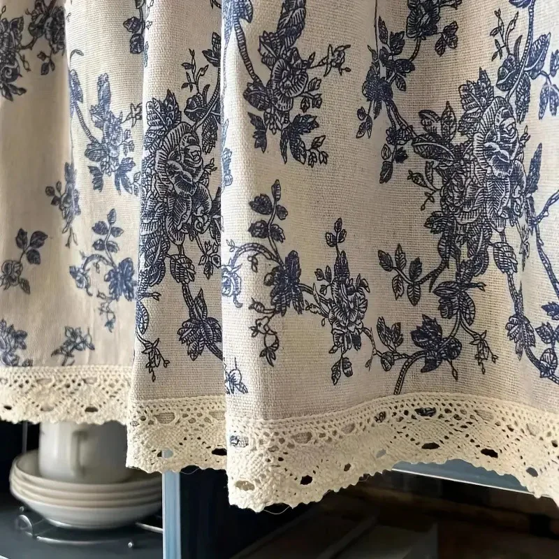1pc Romantic Soft Floral Printed Sheer Curtain, Rod Pocket Design, For Living Room, Bedroom, Balcony, Kitchen image 3