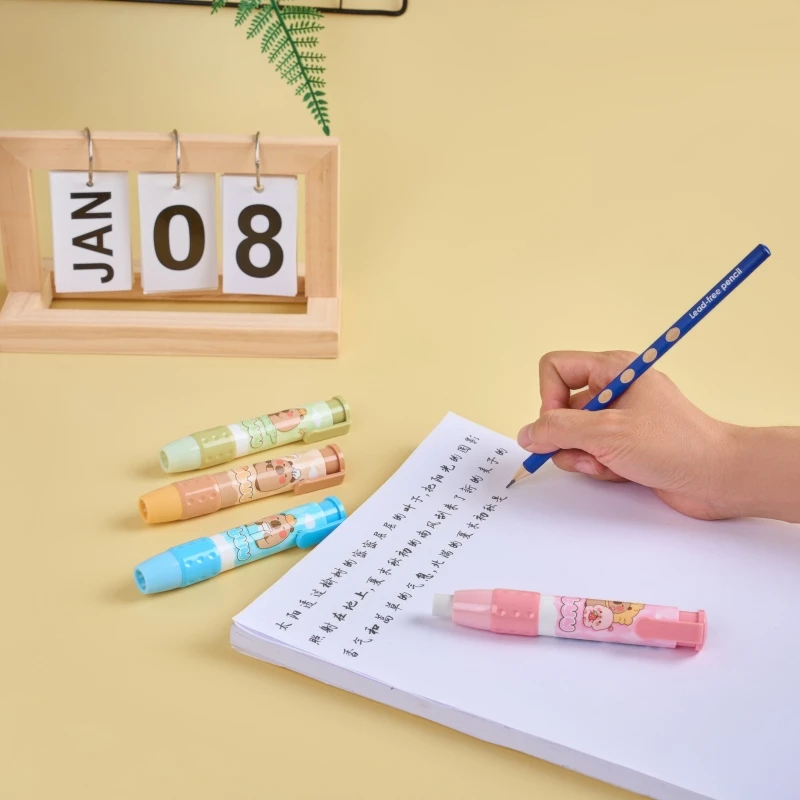 4/8/16-Piece Capybara Series Press-Type Erasers, Random Styles, Stylish and Comfortable Grip, Clean Erasing, Dust-Free, Suitable