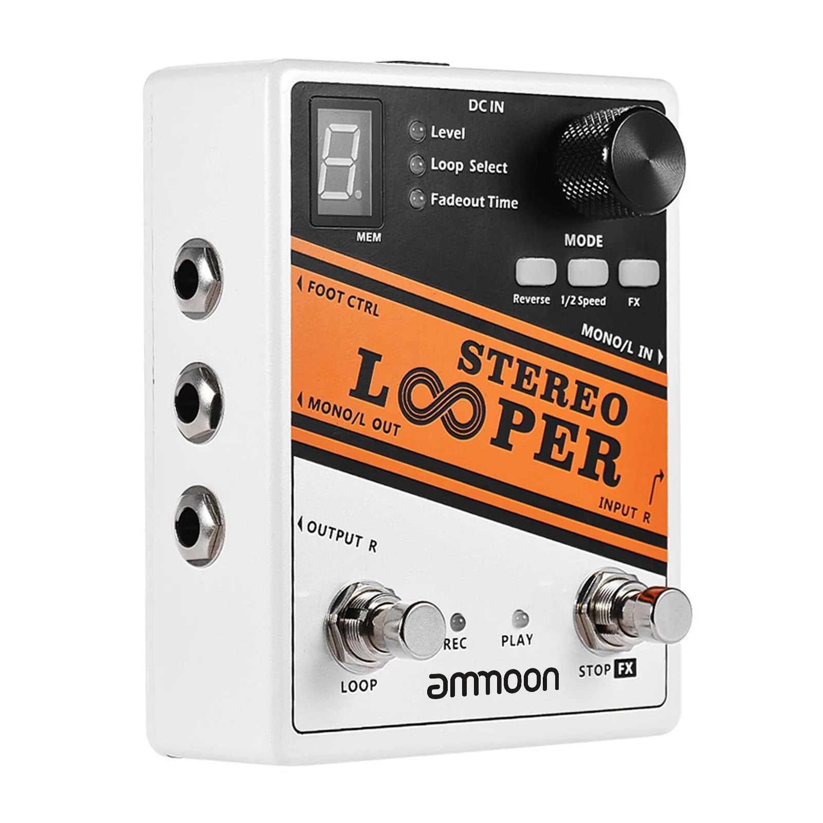 10 Independent Loops  Max. 10min Recording Time for Each Loop Unlimited Ove ammoon STEREO LOOPER Loop Record Guitar Effect Pedal