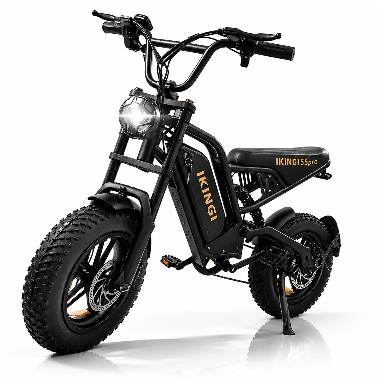 1000W Peak Electric Bike 48V 15AH 16" Fat Tire Off-Road E-Bike Full Suspension Adult Mountain Ebike with 1000LM Headlight image 2