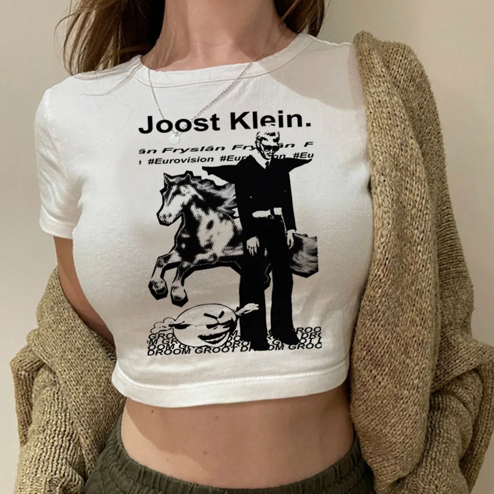 Joost Klein cropped top ladies graphic streetwear dollette summer t-shirt 2000s anime party streetwear harajuku
