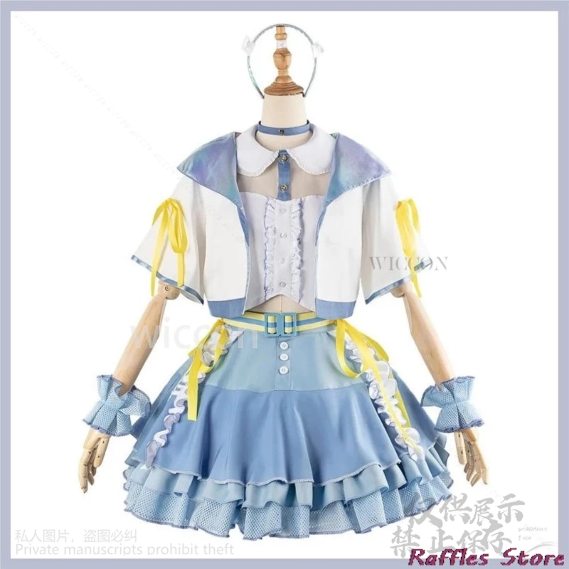 THE IDOLM @ STER Kotone Fujita Cosplay Costume pour Femme Adulte, Perruque 202 létique, Lolita, Jupe Bleue, Belle Robe de Carnaval et d'Halloween