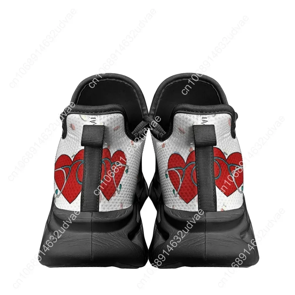 Women Sneakers White Nursing Shoes Cute Cartoon Nurse Doctor Medical Print Light Lace-up Footwear Outdoor Sports Running Shoes view 4