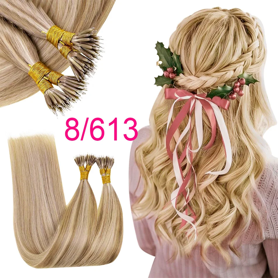 Micro Ring Haarverlenging Ombre 100% Maagdelijk Human Hair Extensions Nano Ring Micro Kralen Tip Dikke Volledige Hoofd 18"-30"exten opres