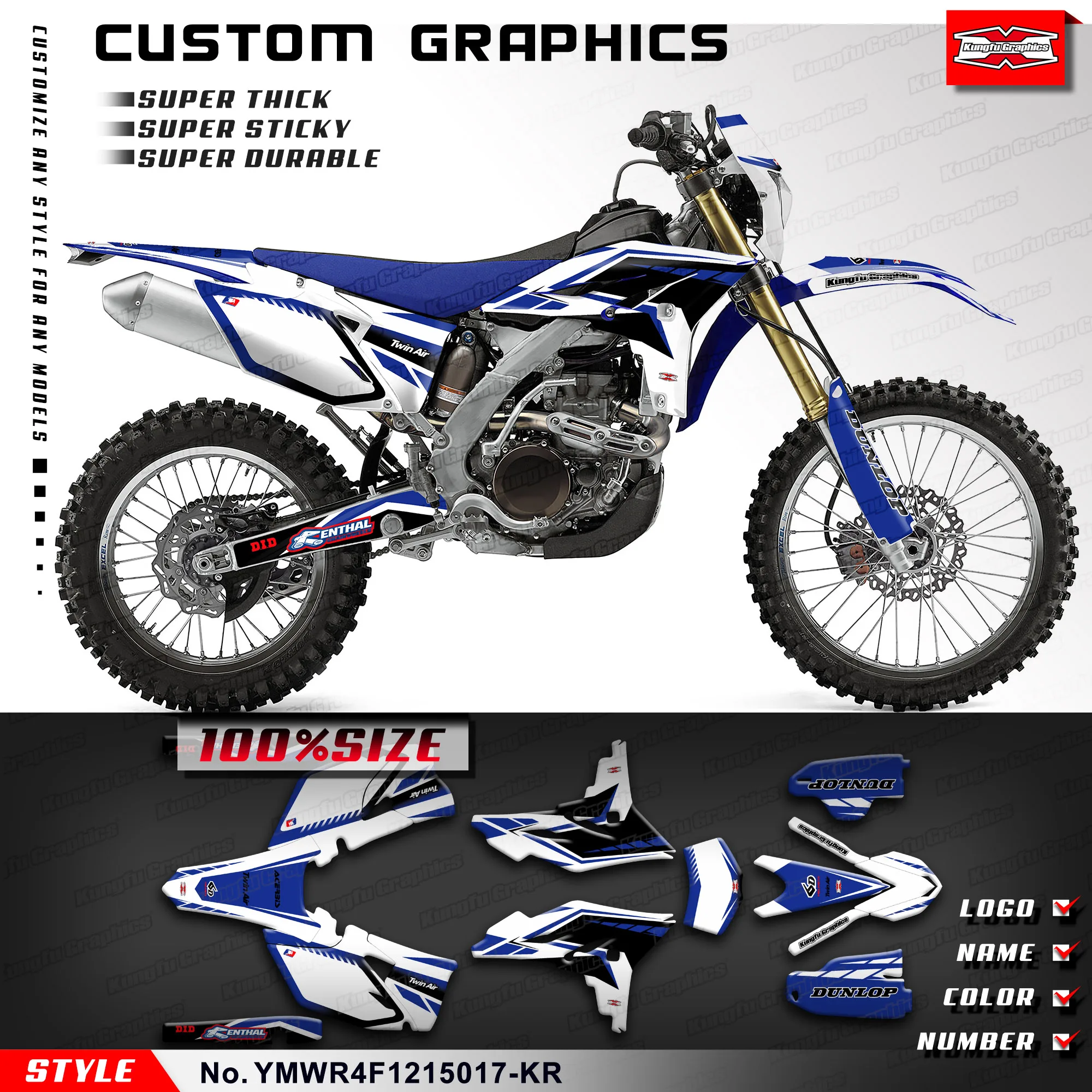 

KUNGFU GRAPHICS MX Stickers Custom Decal Kit for Yamaha WR450F 2012 2013 2014 2015 YMWR4F1215017-KR