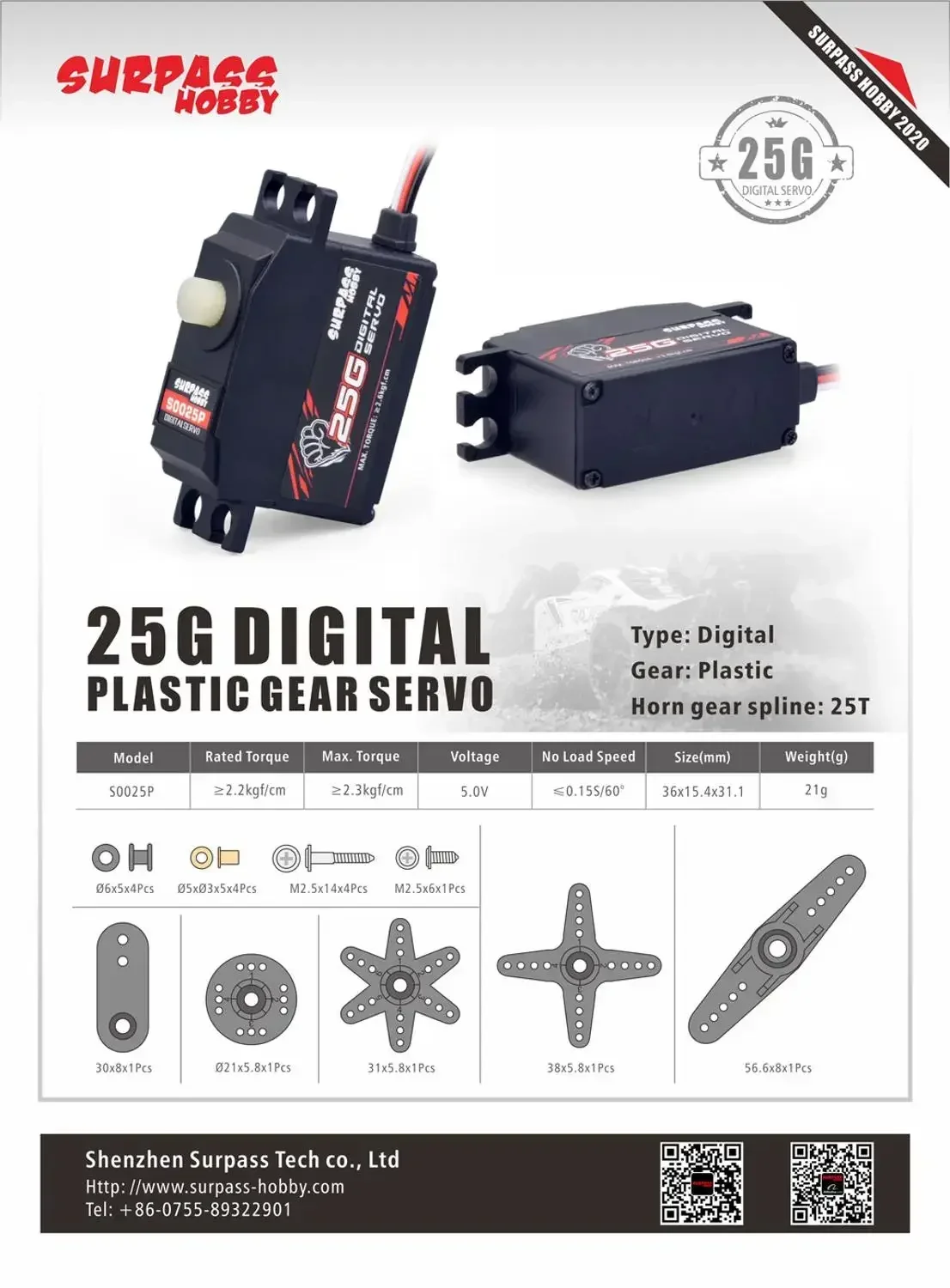 1/2/4 pçs surpass hobby 25g servo digital s0025p s0025m metal plástico engrenagem servo para 1/10 rc carro caminhão avião barco wltoys peças