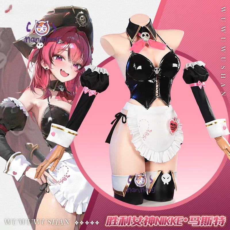 

NIKKE：The Goddess of Victory Master Cosplay Costume Sexy black strapless sleeves socks apron Halloween women uniform Master set