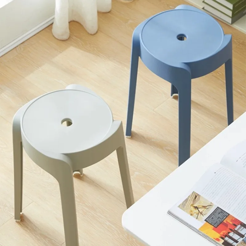 

Round stool Plastic thickened adult Windmill bench Folding dining table Household chair Spare High