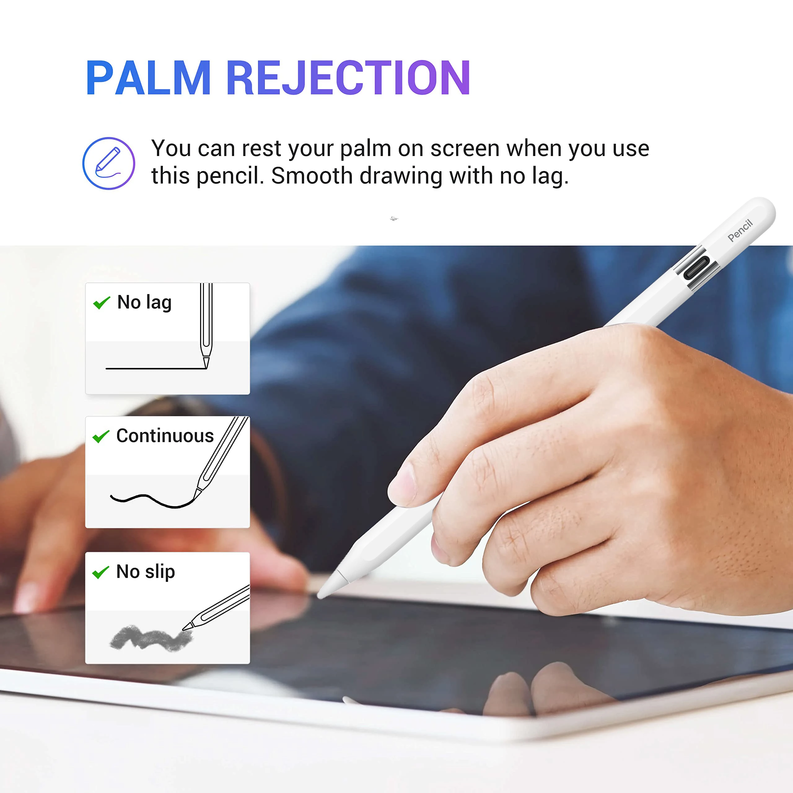 Imagem -05 - Palm Rejeição Mini Stylus Pen para Apple Ipad de Pressão Inclinada Usb-c Ipad Pro 11 12.9 20232023 2023 2023