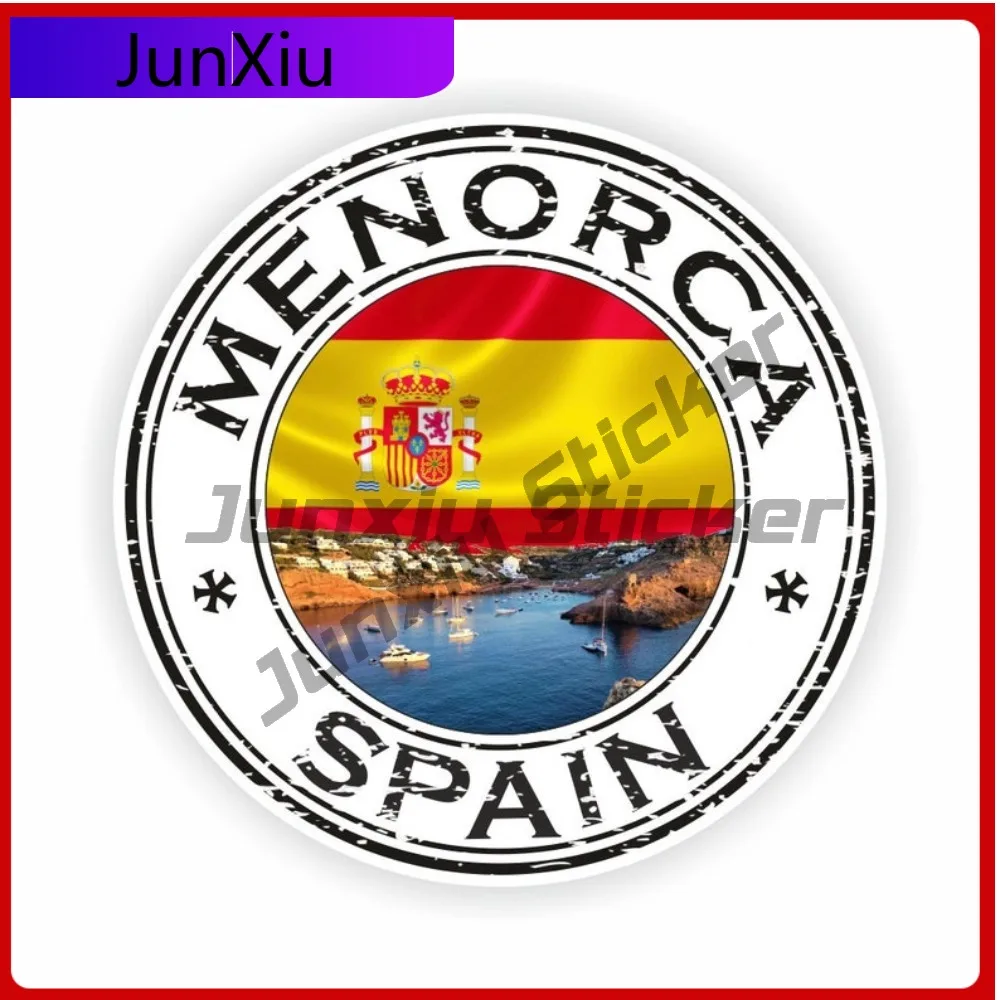 

Spain Menorca Seal Unique Laptop Anti Scratch Vinyl Round Symbol Sticker Trendy Weatherproof Bumper Unique Weatherproof