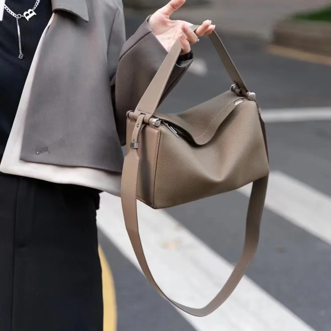 Head Layer Cowhide Armpit Bag Female 2025 New Fashion Genuine Leather Women Shoulder Crossbody Boston Pillow Bag image 3