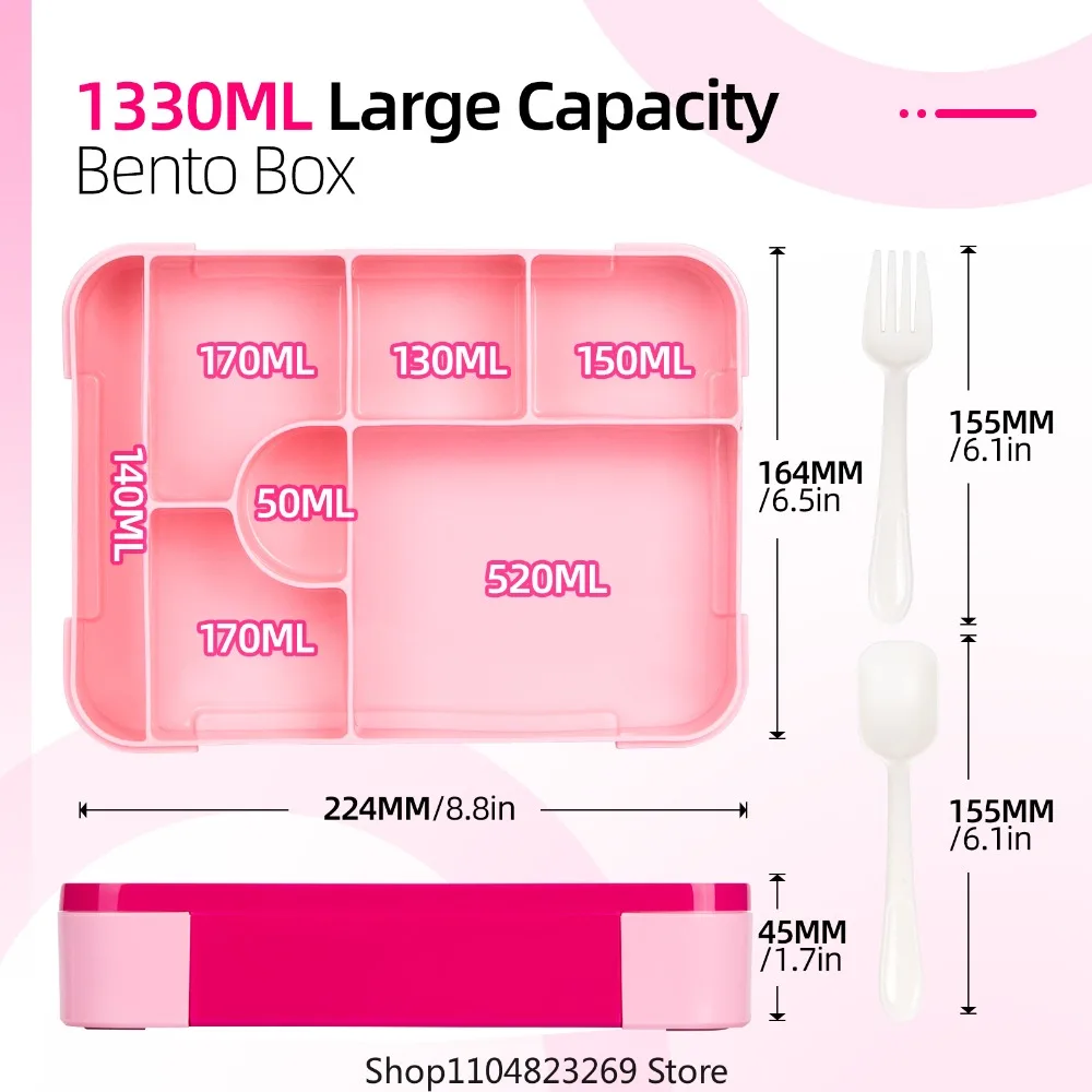 Fiambrera Bento de gran capacidad para la escuela, caja Bento para microondas, sellado a prueba de fugas, contenedor de alimentos portátil dividido para mantenimiento fresco