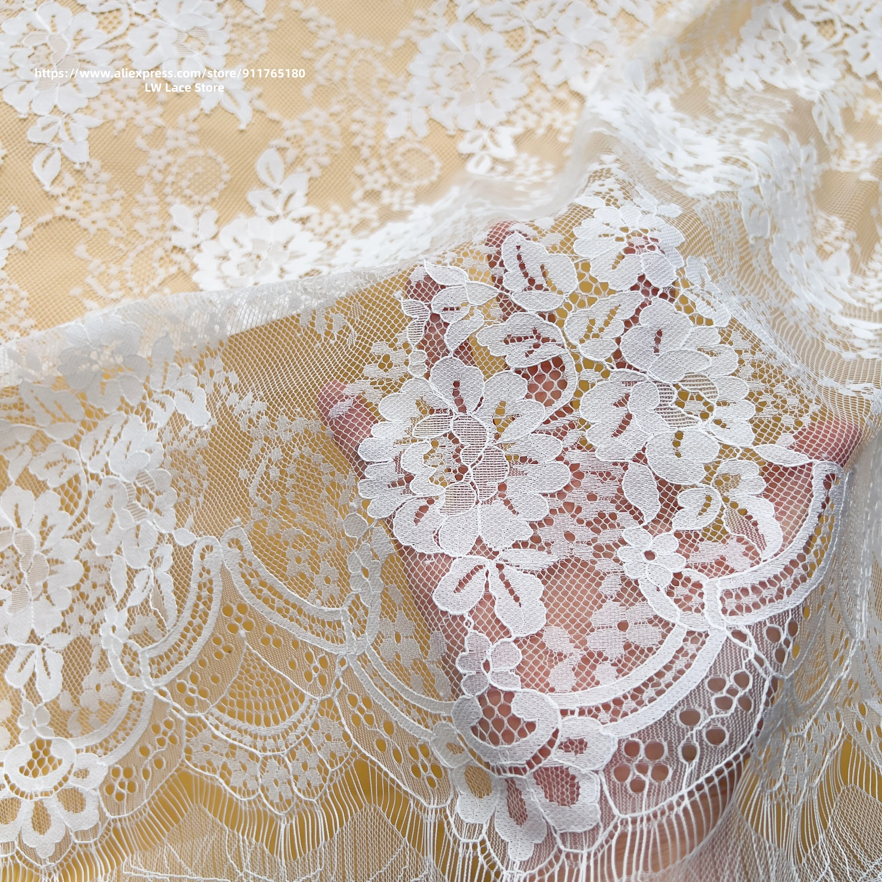 

Свадебное кружево 3M, лента для одежды, кружево шириной 150 см, плотная, высшего качества, кружевная ткань шантильи, белый, черный, на складе