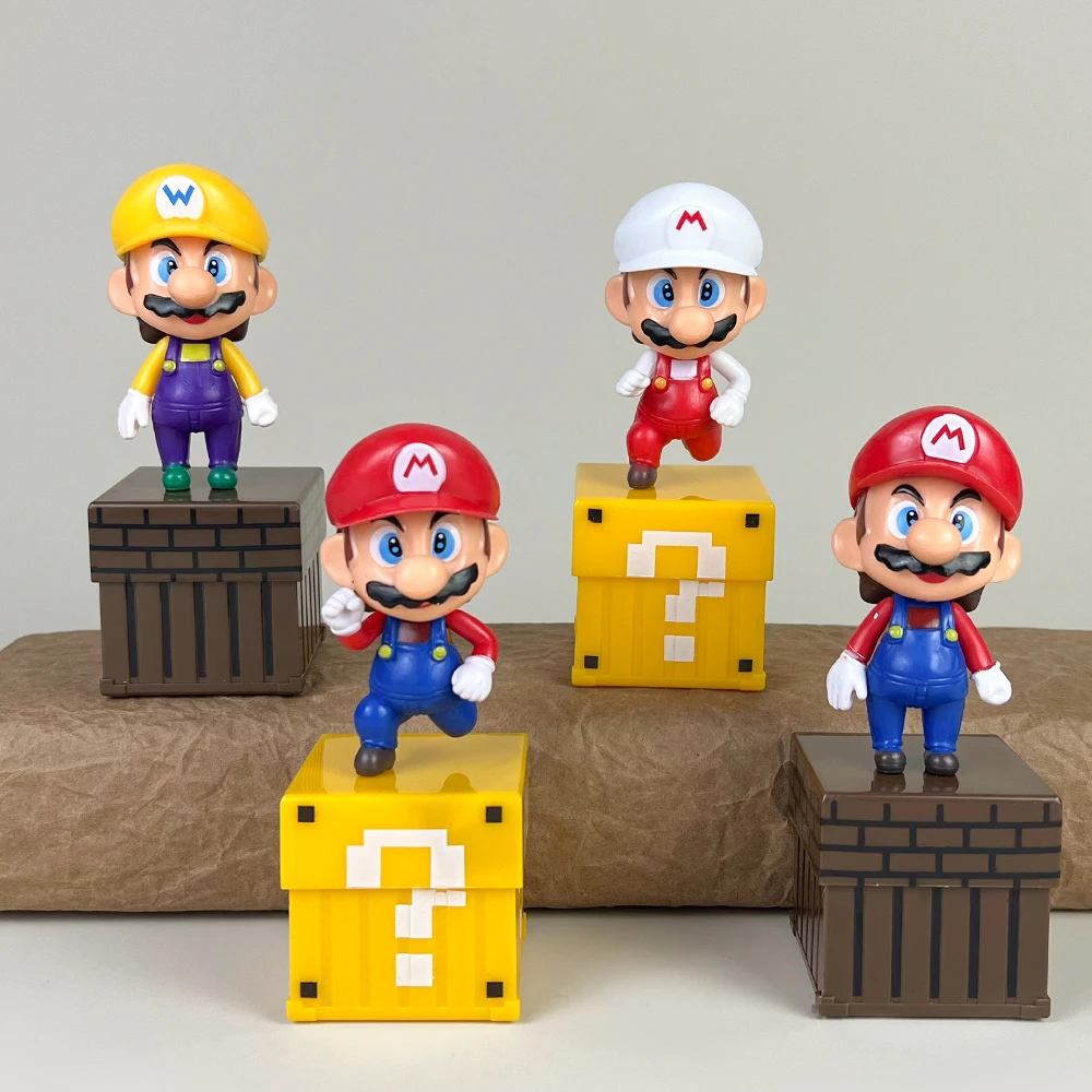 4 Pcs New Pop MarioCute Doll Toy  Model Super Mario Hand Office Children's Bedroom Dormitory Decoration Car Interior Decorati