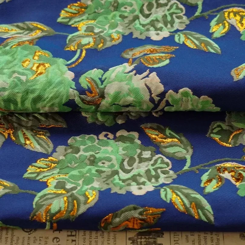 

European Style Gold Embossed Vintage Jacquard Fabric Dresses Coat Decorative Textile Spring Autumn Brocade Woven Fabric