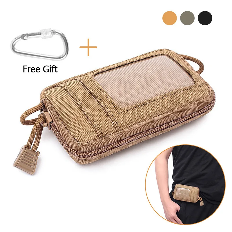 Tactical EDC Pouch - Waterproof Mini Waist Bag with Card Slots & Key Clip - Compact Coin Purse for Hiking, Running, Travel