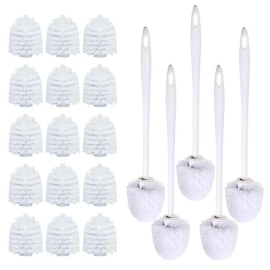 

14.2 Inch Toilet Brushes White 5 Handles with 20 Replaceable Brush Heads Disposable Toilet Brush Set Bathroom Cleaning Brush So