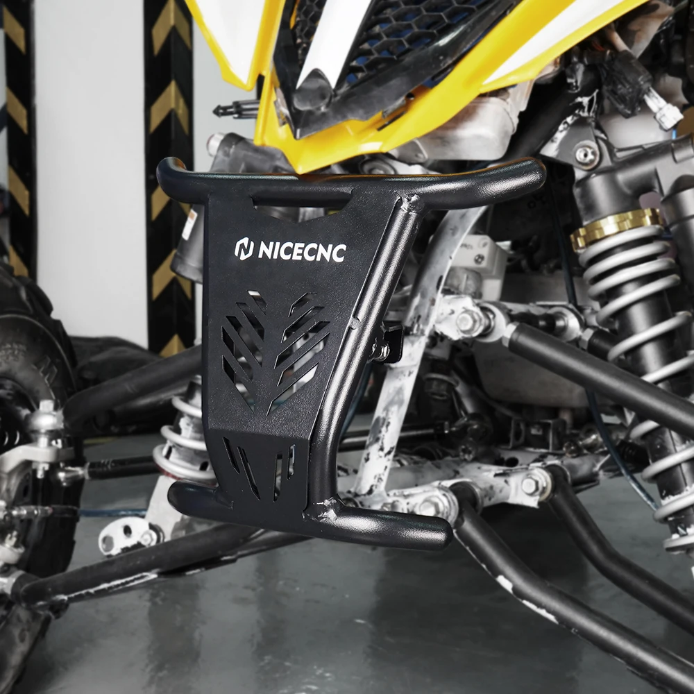 nicecncアルミニウムフロントリアバンパーブラケットカバープロテクターガードcncはヤマハラプター700ラプター700 r 2016-2024のために機械加工