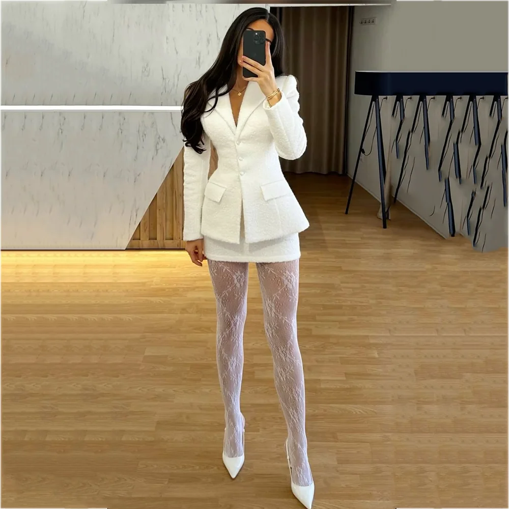 High Quality Slim Fit Women Suit 2 Pieces Tailored Made Single Breasted Blazer With Mini Skirt Party Gala Formal Luxury Suit