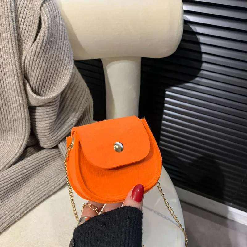 Cute Girls Fashion Cross Body Bag Elegant Felt Leather Chain Outing Sling Shoulder Bag Handbag Pouch Summer Small Coin Bags