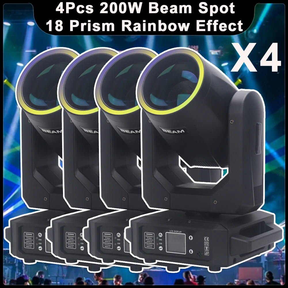 moving head light com anel led beam spot disco dj stage lighting effect 18prism efeito rainbow club bar 200w dmx512 pcs por lote 01