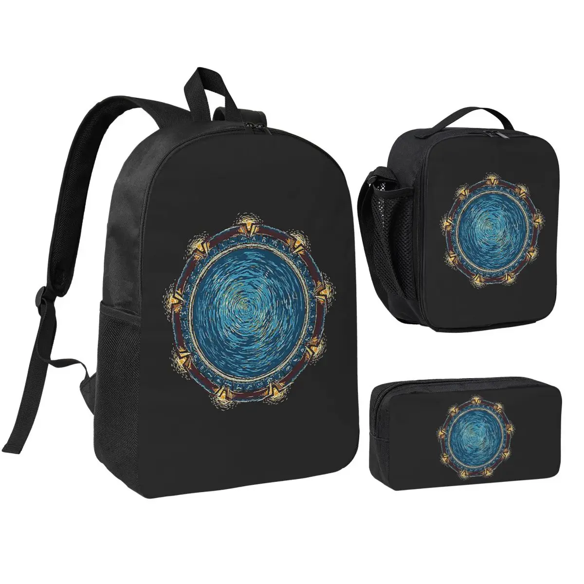 Starry G Backpack Boys Girls BookBag School Bag Shoulder Bags 3ps Insulated Lunch Bag Pencil Case