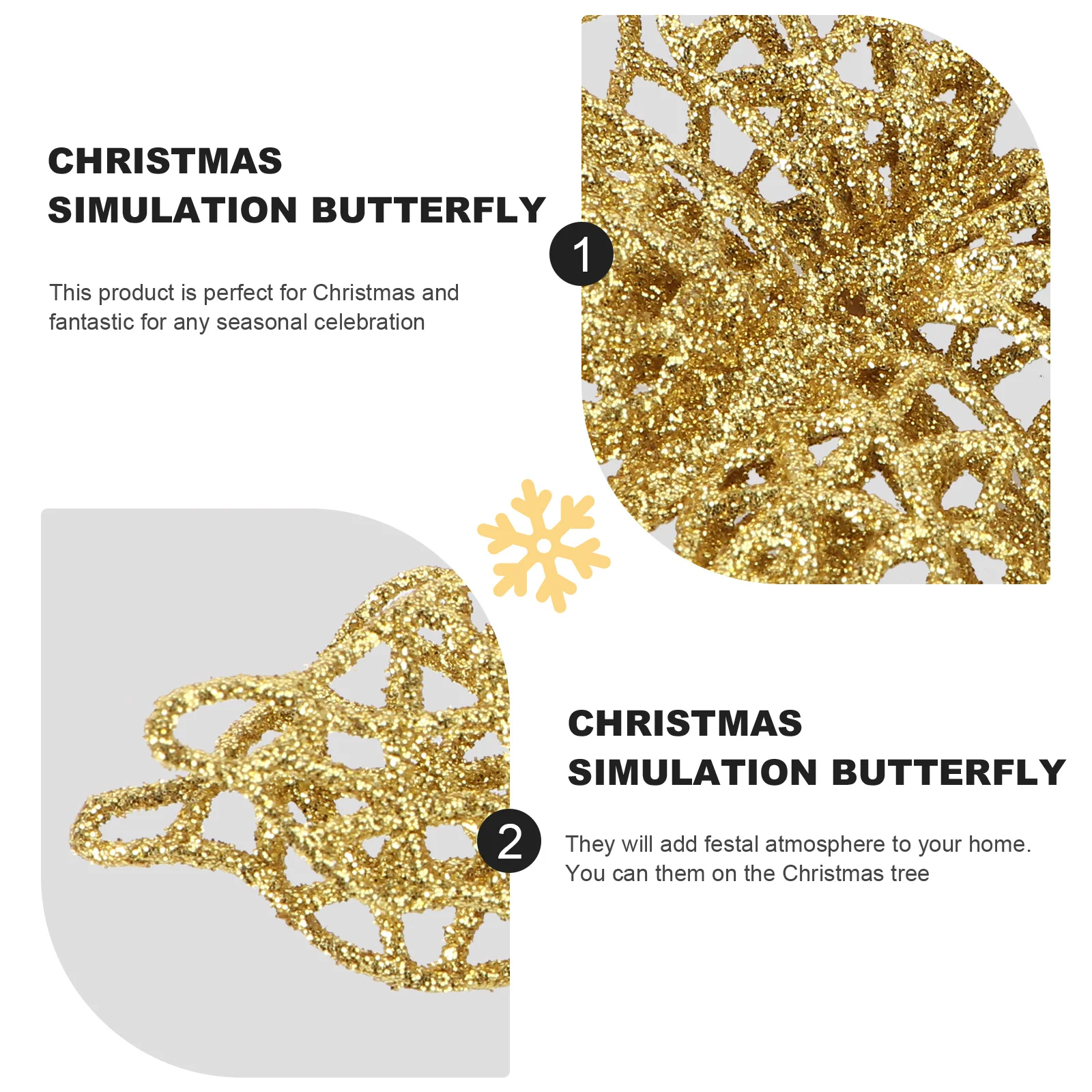 

6Pcs 3 8Cm Christmas Tree Decorations Silver Butterflies for Home Weddings Parties Gardens Fencing Decorations