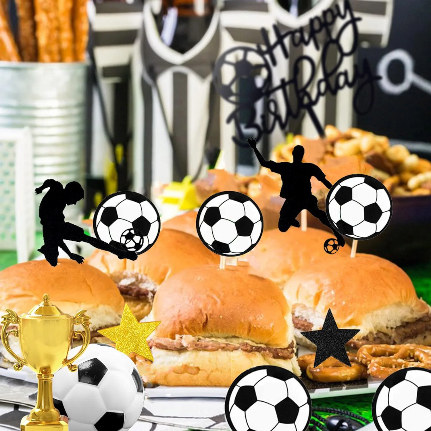 37PCS Sport Kuchen Dekoration mit Fußball Fußball Baseball Basketball Tennis Golf für Jungen Sport Thema Geburtstag Party Supplies – Detail 20