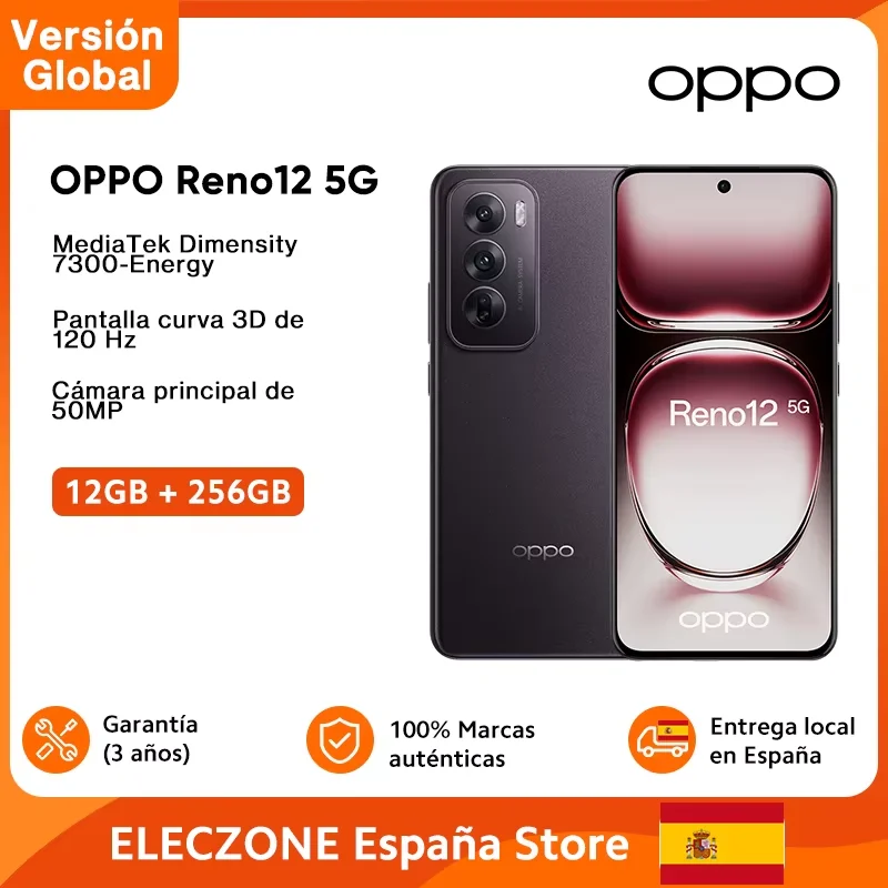 Global Version OPPO Reno 12 5G MTK Dimensity 7300 Energy 120Hz 6.7inches Curved Screen 50MP Main Camera 5000mAh Battery Reno12