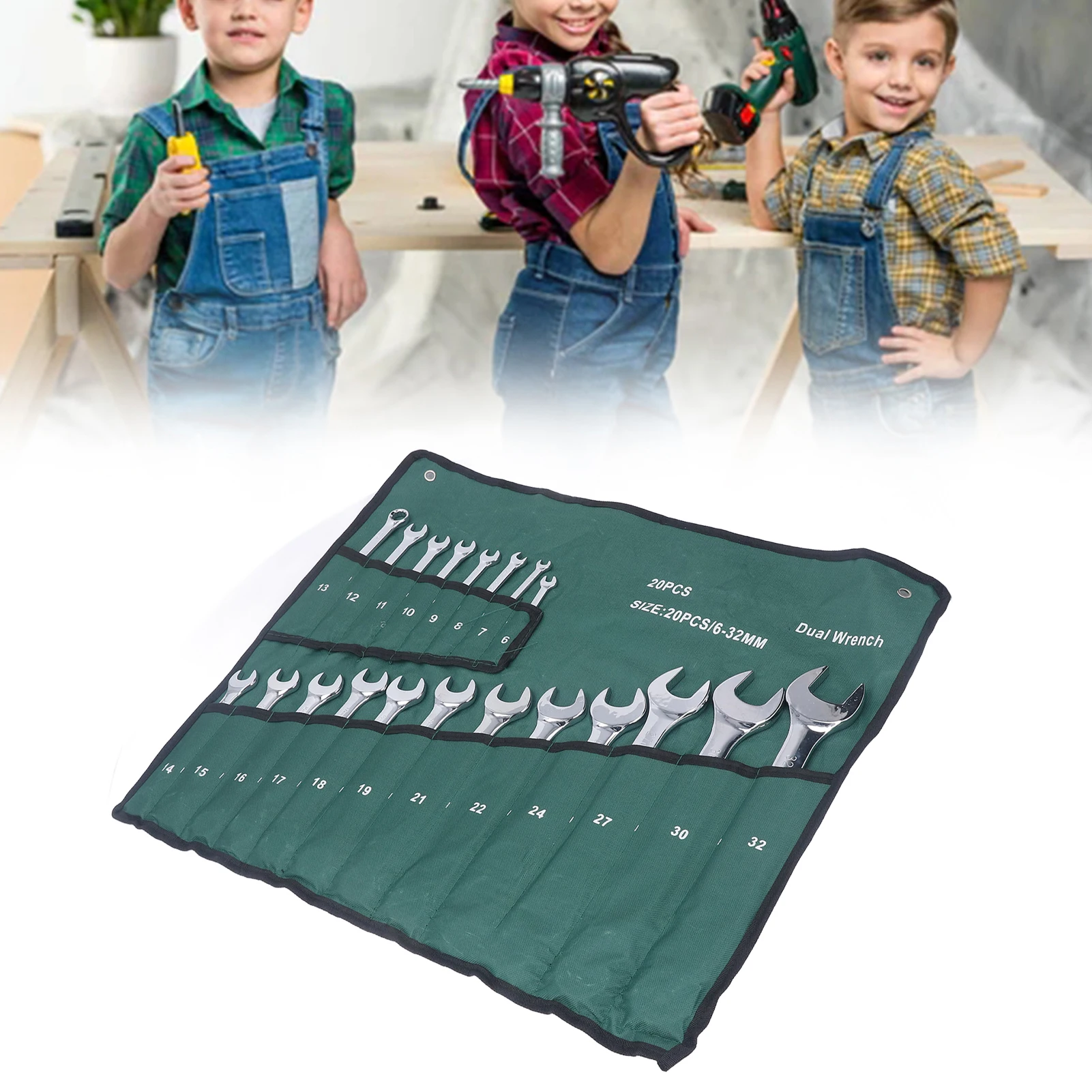 

Набор комбинированных ключей из стали CRV, метрический стальной гаечный ключ CRV, хромированные двойные гаечные ключи, ручной инструмент, 6‐32 мм, ручной инструмент