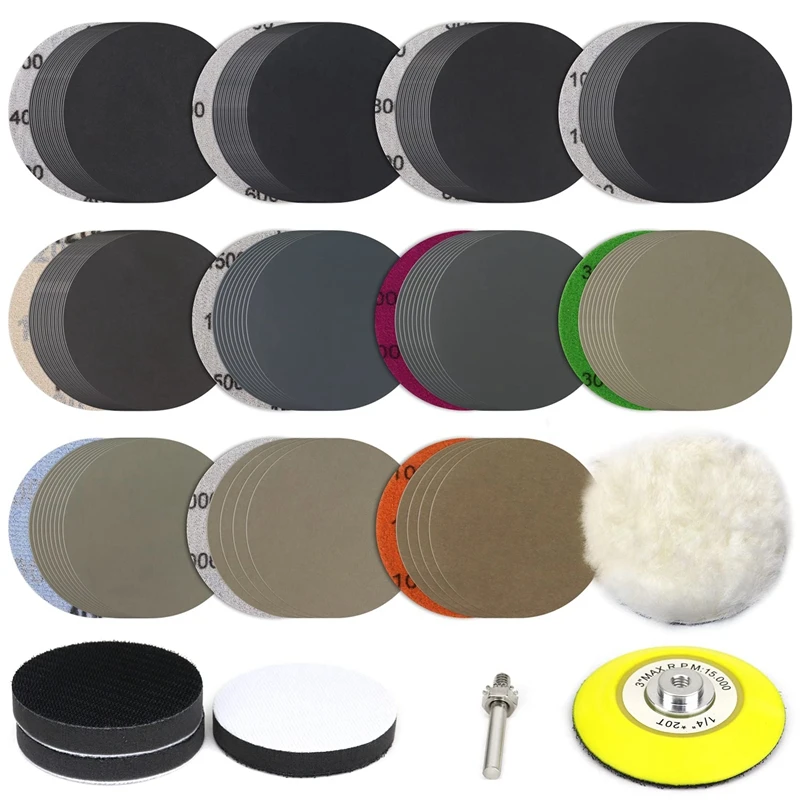 

New 150 PCS 3 Inch Sanding Discs Silicon Carbide 400-10000 Grits Wet/Dry Hook And Loop Sandpaper For Drill Grinder