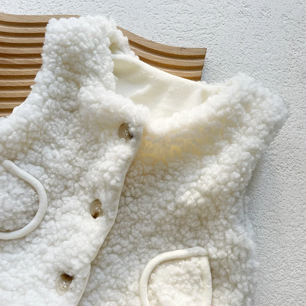 Autumn Winter Baby Lamb Wool Waistcoats For Girls Boys Single Breasted Vests+Hats 2Pcs Sets Thicken Warm Kids Sleeveless Coats