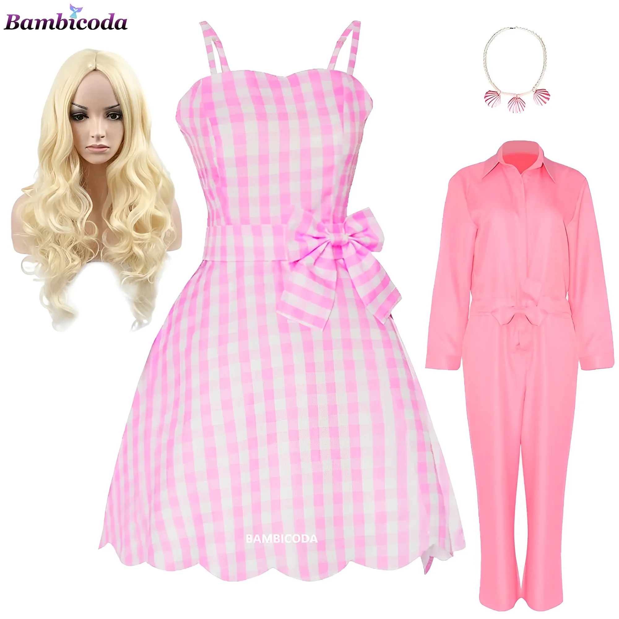 

2024 Barbi Cosplay Costume for Kids Girls Birthday Party Princess Dress Movie Barbi Plaid Pink Dress Halloween Carnival Outfits