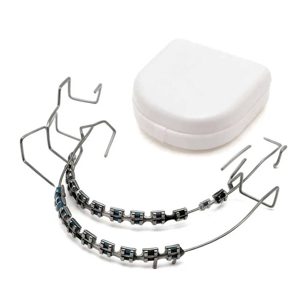 1 Pair New Colorful Temporary Tooth Decoration with Box, Metal Wires Orthodontic Ligature Ties & Fake Braces Brackets Quality
