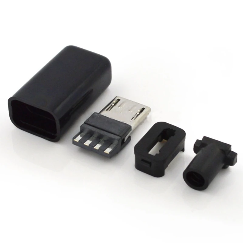 10 Pack USB 2.0 ประเภท-C ปลั๊ก 5 ขาเชื่อมประเภท Micro USB Connector เปลี่ยนปลั๊กพลาสติกสีดำฝาครอบ